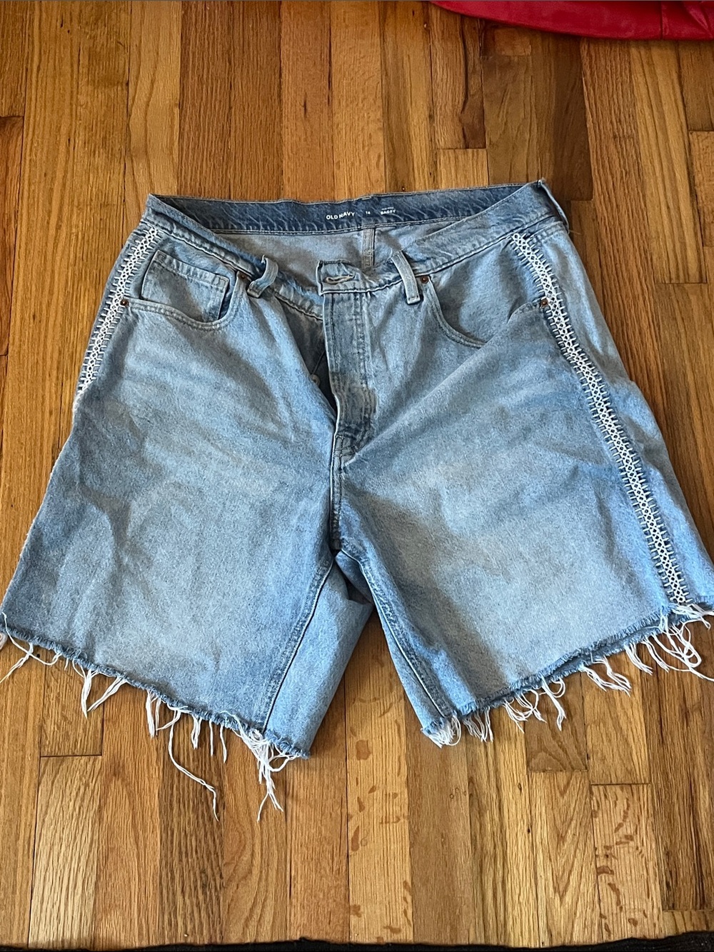 Old Navy Light Blue Denim Shorts with Crochet Side Detail
